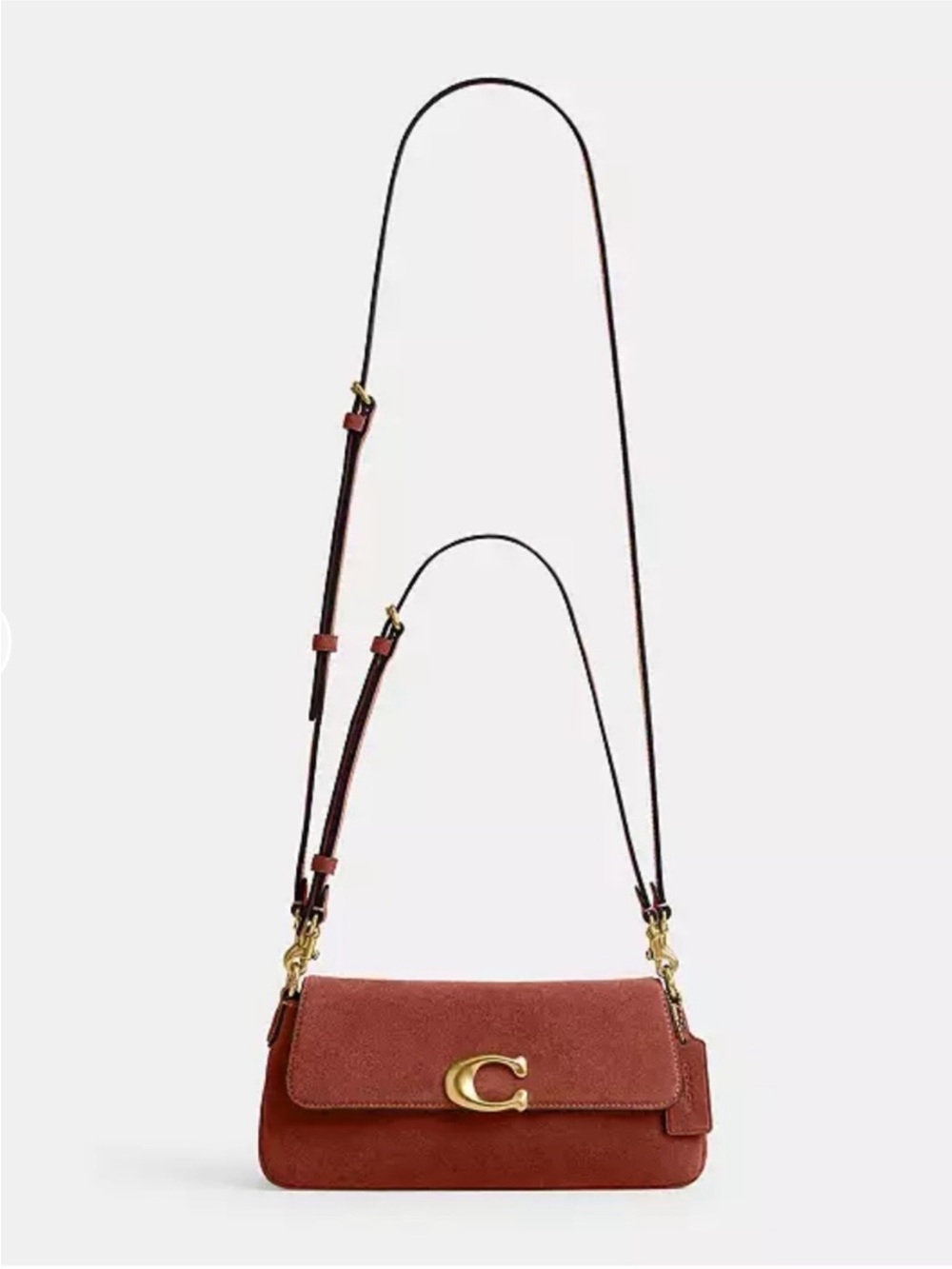 Coach 3-in-1 Suede Clay Shoulder Bag with Brass Hardware